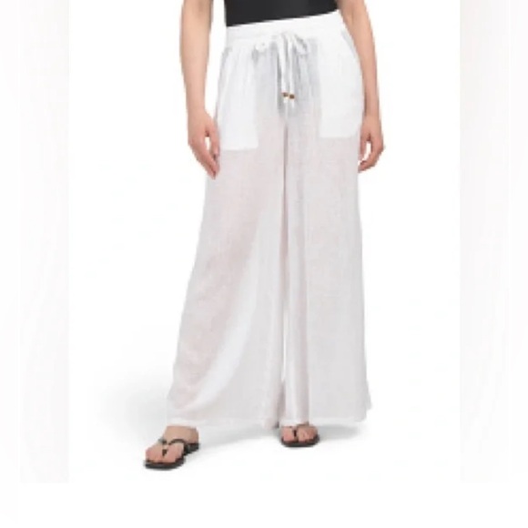 Calypso St. Barth women’s ' White Wide-Leg Pants Size M Blend Linen New With Tag - Picture 1 of 13